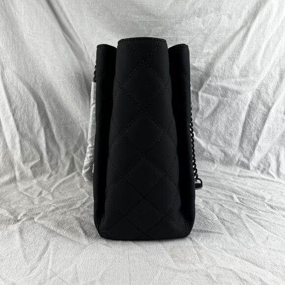 Tory Burch Black Matte Quilted Tote Bag - Picture 4 of 11
